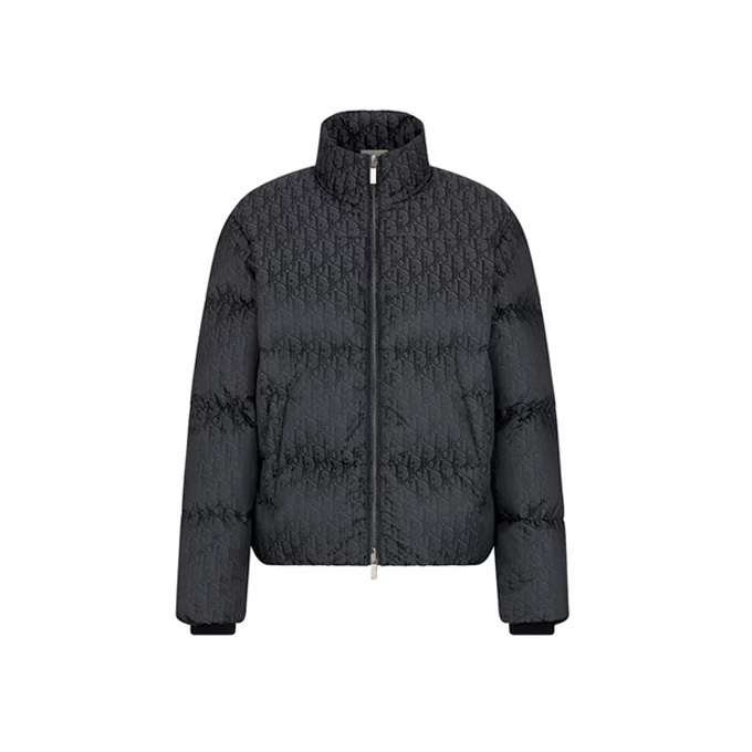 dior all over logo print cotton blend quilted shirt collar jacket
